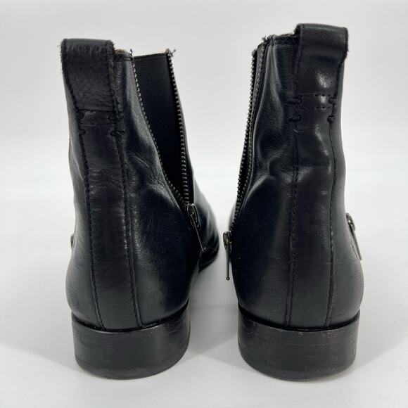 Frye Carly Zip Chelsea Ankle Boots Womens Size 10 B Black Leather Pull On Bootie - Picture 3 of 10